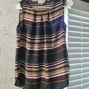 LOFT Brown/Neutral Stripped Blouse